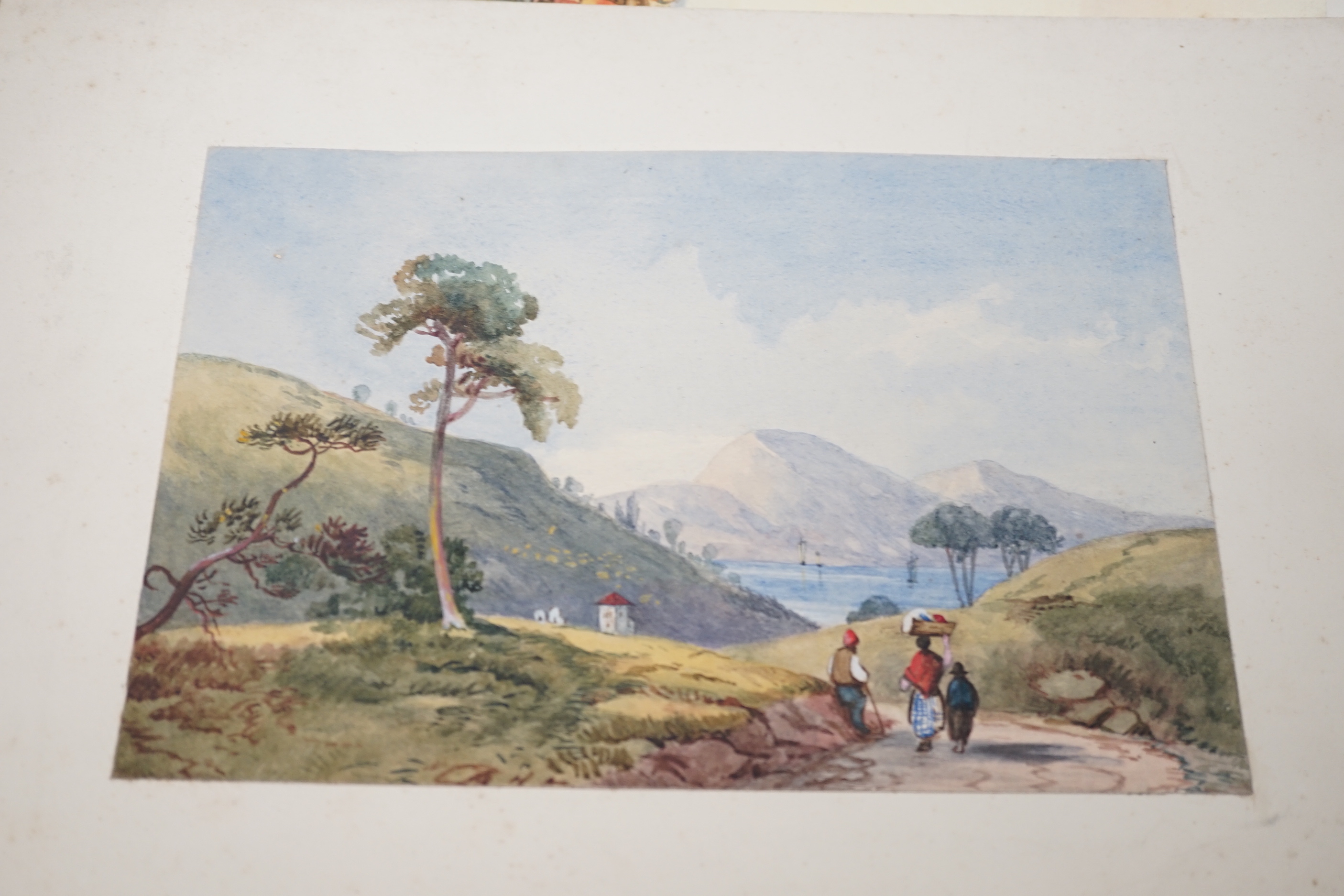 Charlotte Cox nee Parrott, a large folio of unframed work comprising watercolours and sketches, including Venice, historical monuments and interior scenes